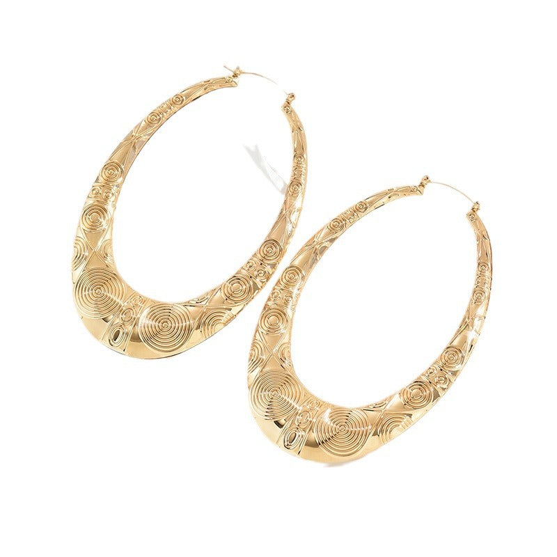 Golden Bamboo Punk Earrings For Women Featuring Iron Material