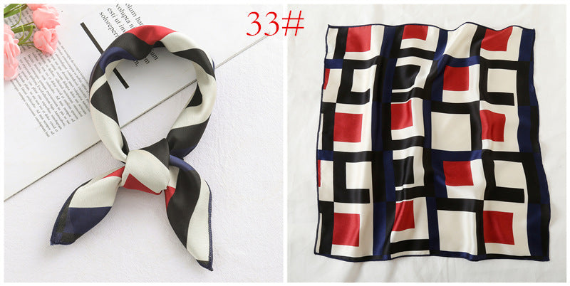 Leopard And Polka Dots Polyester Silk Scarf, Stylish Kerchief Bandana For Autumn And Winter