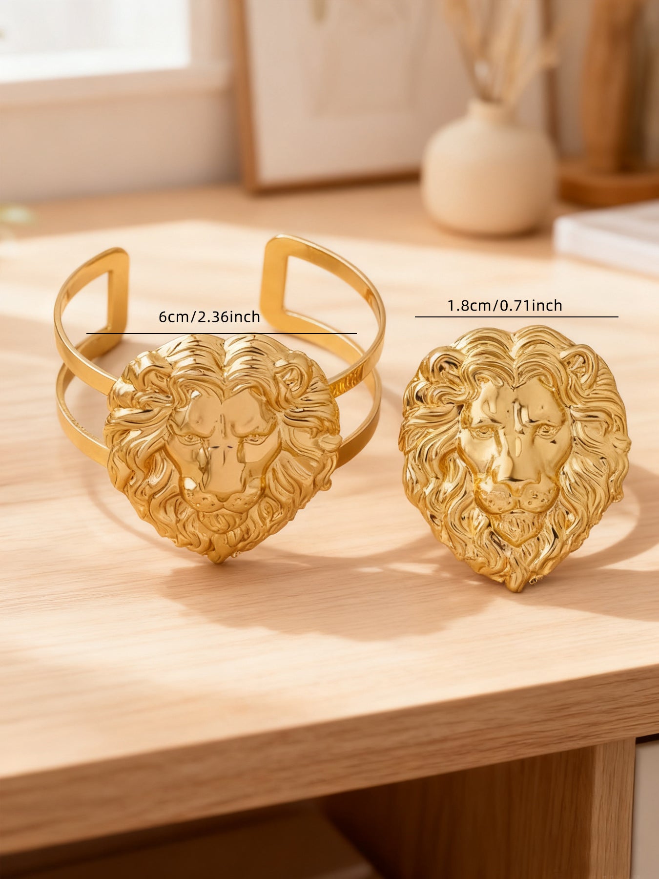 Golden Lion Jewelry Set In Alloy Material, 1 Set
