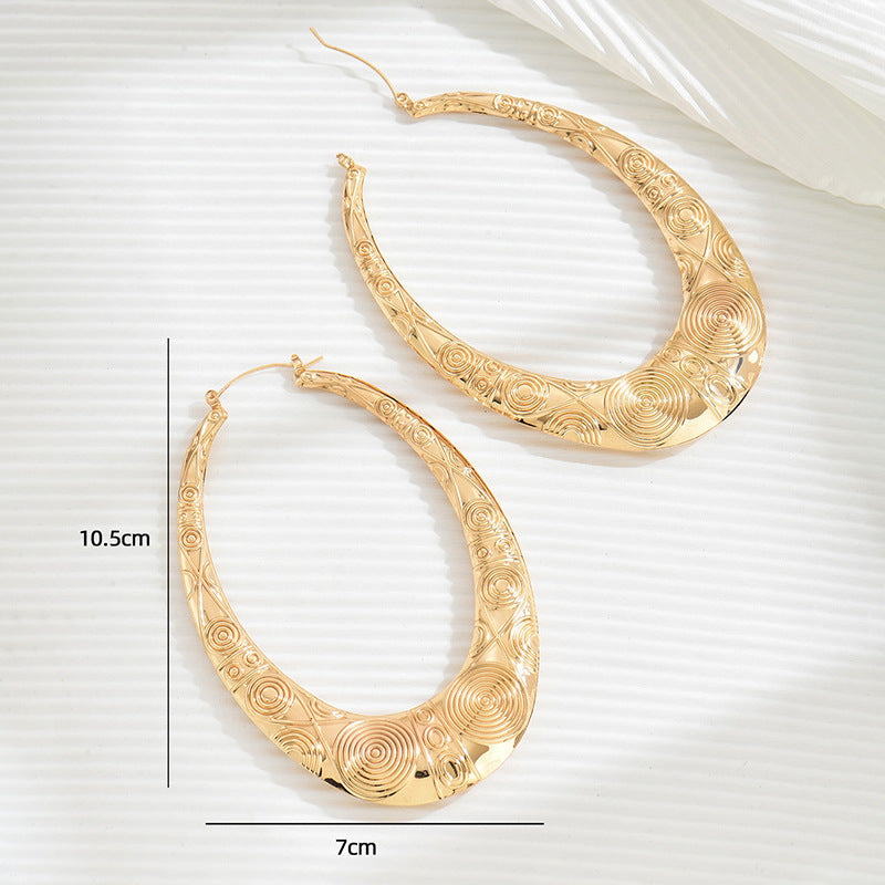 Golden Bamboo Punk Earrings For Women Featuring Iron Material
