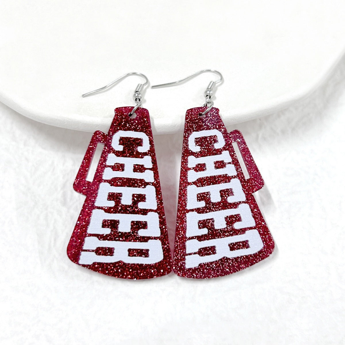 For Red Acrylic Earrings Featuring A Stylish Letter Pattern