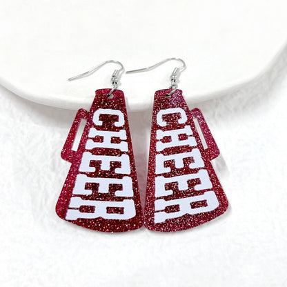 For Red Acrylic Earrings Featuring A Stylish Letter Pattern