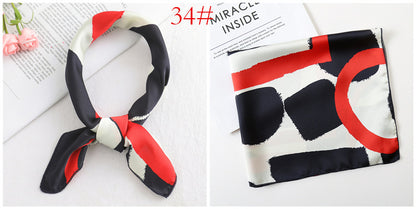 Leopard And Polka Dots Polyester Silk Scarf, Stylish Kerchief Bandana For Autumn And Winter