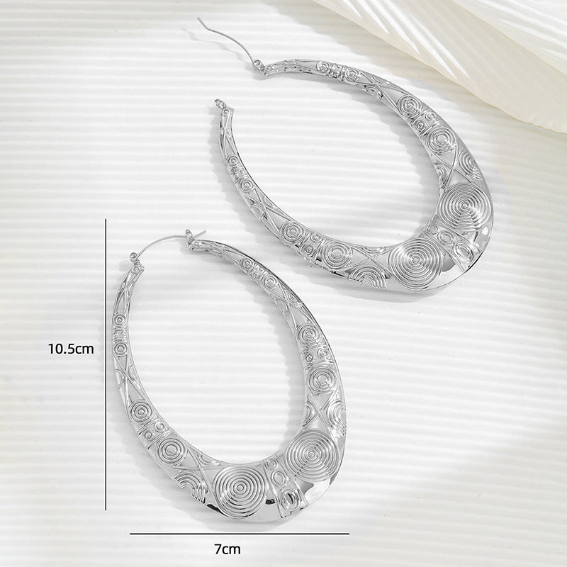Golden Bamboo Punk Earrings For Women Featuring Iron Material