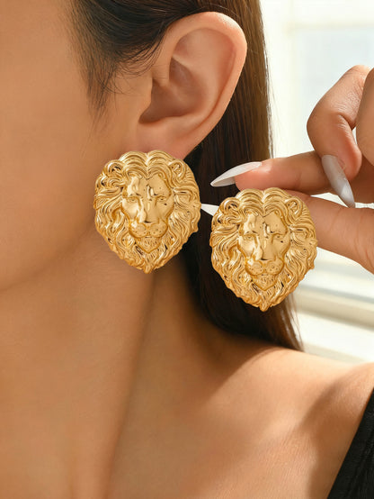 Golden Lion Jewelry Set In Alloy Material, 1 Set