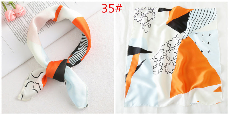 Leopard And Polka Dots Polyester Silk Scarf, Stylish Kerchief Bandana For Autumn And Winter