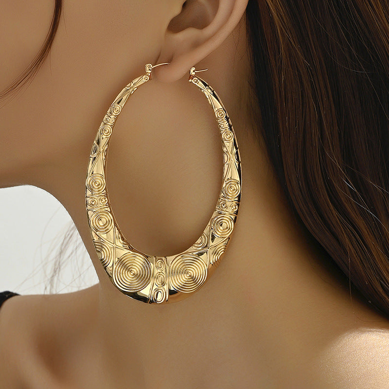 Golden Bamboo Punk Earrings For Women Featuring Iron Material