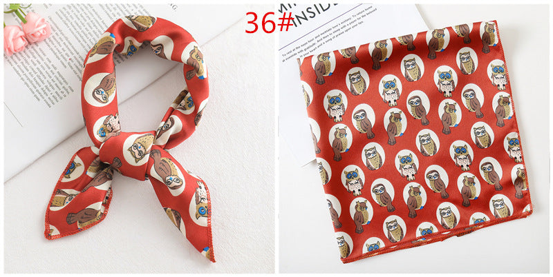 Leopard And Polka Dots Polyester Silk Scarf, Stylish Kerchief Bandana For Autumn And Winter