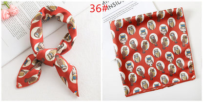 Leopard And Polka Dots Polyester Silk Scarf, Stylish Kerchief Bandana For Autumn And Winter