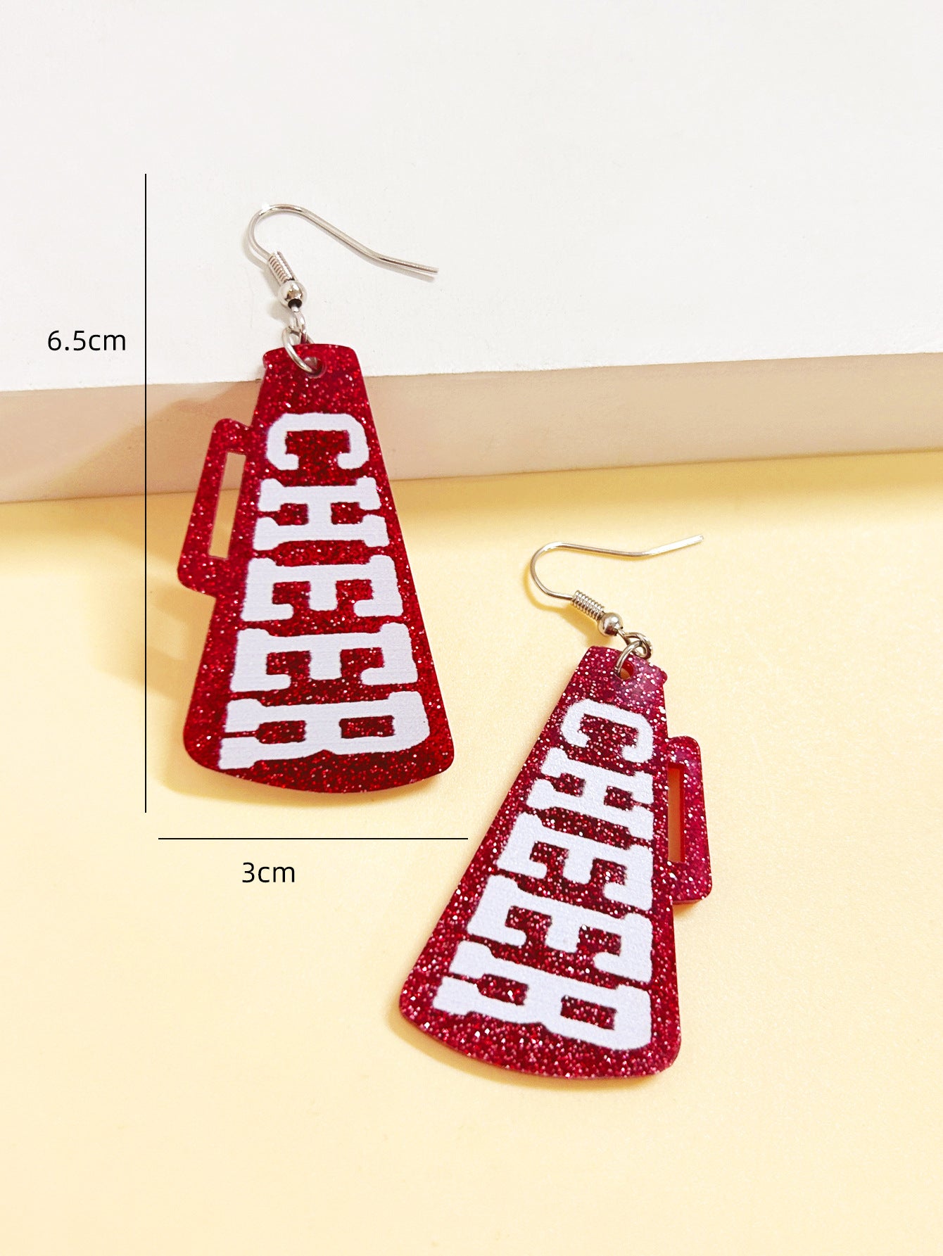 For Red Acrylic Earrings Featuring A Stylish Letter Pattern