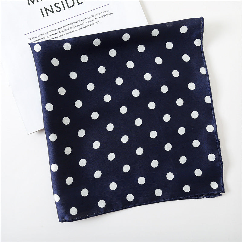 Leopard And Polka Dots Polyester Silk Scarf, Stylish Kerchief Bandana For Autumn And Winter