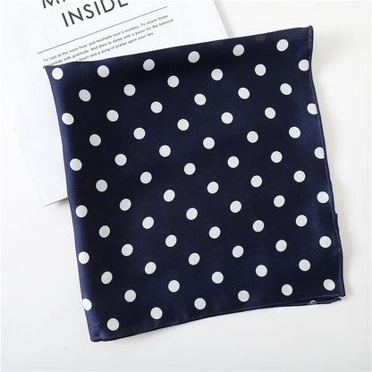Leopard And Polka Dots Polyester Silk Scarf, Stylish Kerchief Bandana For Autumn And Winter