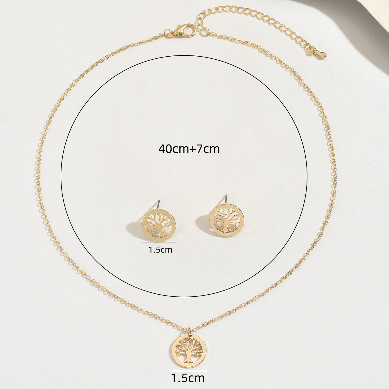 Golden Jewelry Set Featuring Tree Pattern Made Of Durable Alloy