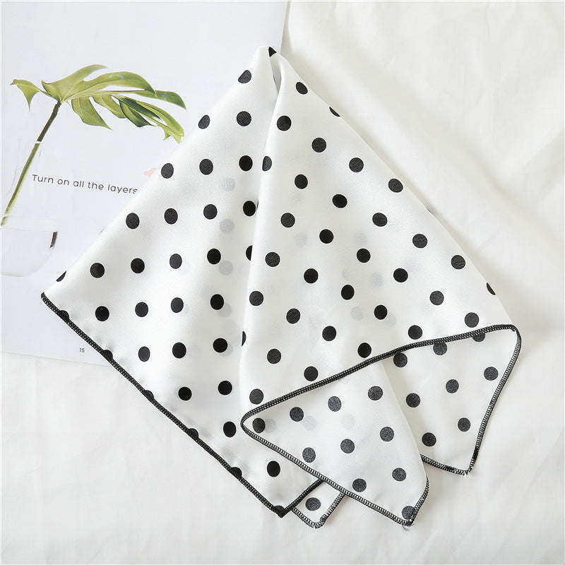Leopard And Polka Dots Polyester Silk Scarf, Stylish Kerchief Bandana For Autumn And Winter