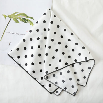 Leopard And Polka Dots Polyester Silk Scarf, Stylish Kerchief Bandana For Autumn And Winter