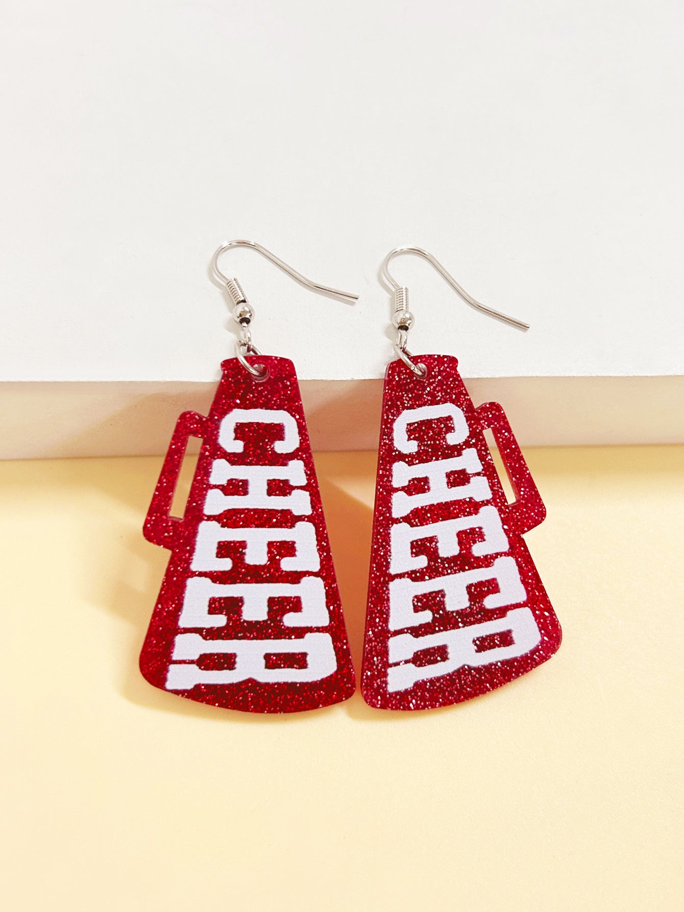 For Red Acrylic Earrings Featuring A Stylish Letter Pattern