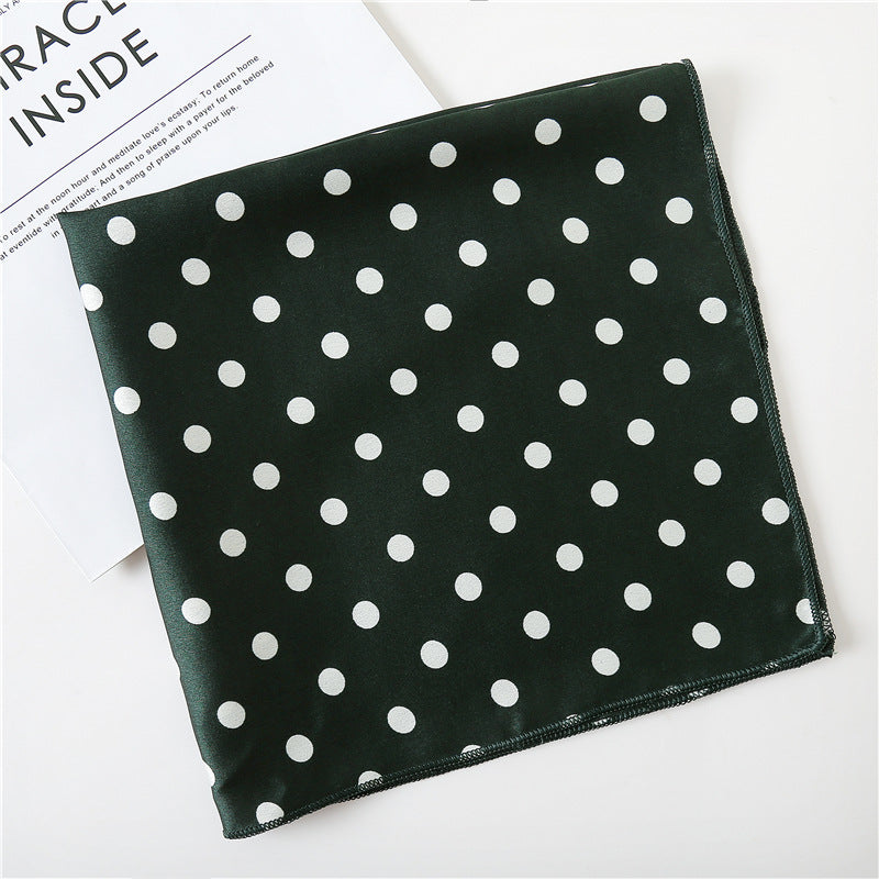 Leopard And Polka Dots Polyester Silk Scarf, Stylish Kerchief Bandana For Autumn And Winter