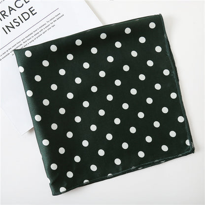 Leopard And Polka Dots Polyester Silk Scarf, Stylish Kerchief Bandana For Autumn And Winter
