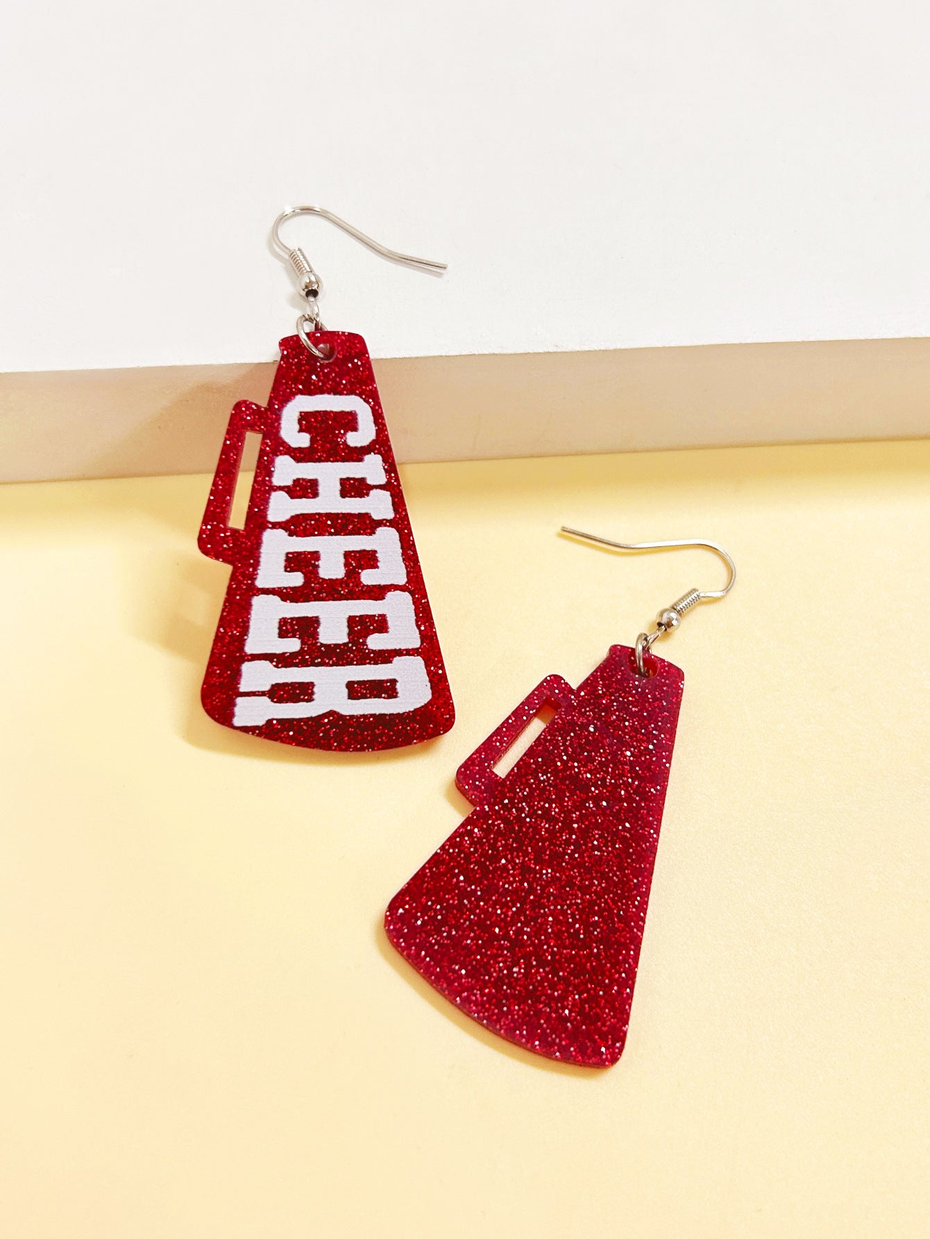 For Red Acrylic Earrings Featuring A Stylish Letter Pattern