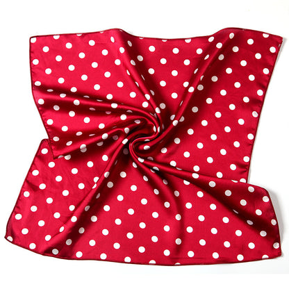 Leopard And Polka Dots Polyester Silk Scarf, Stylish Kerchief Bandana For Autumn And Winter