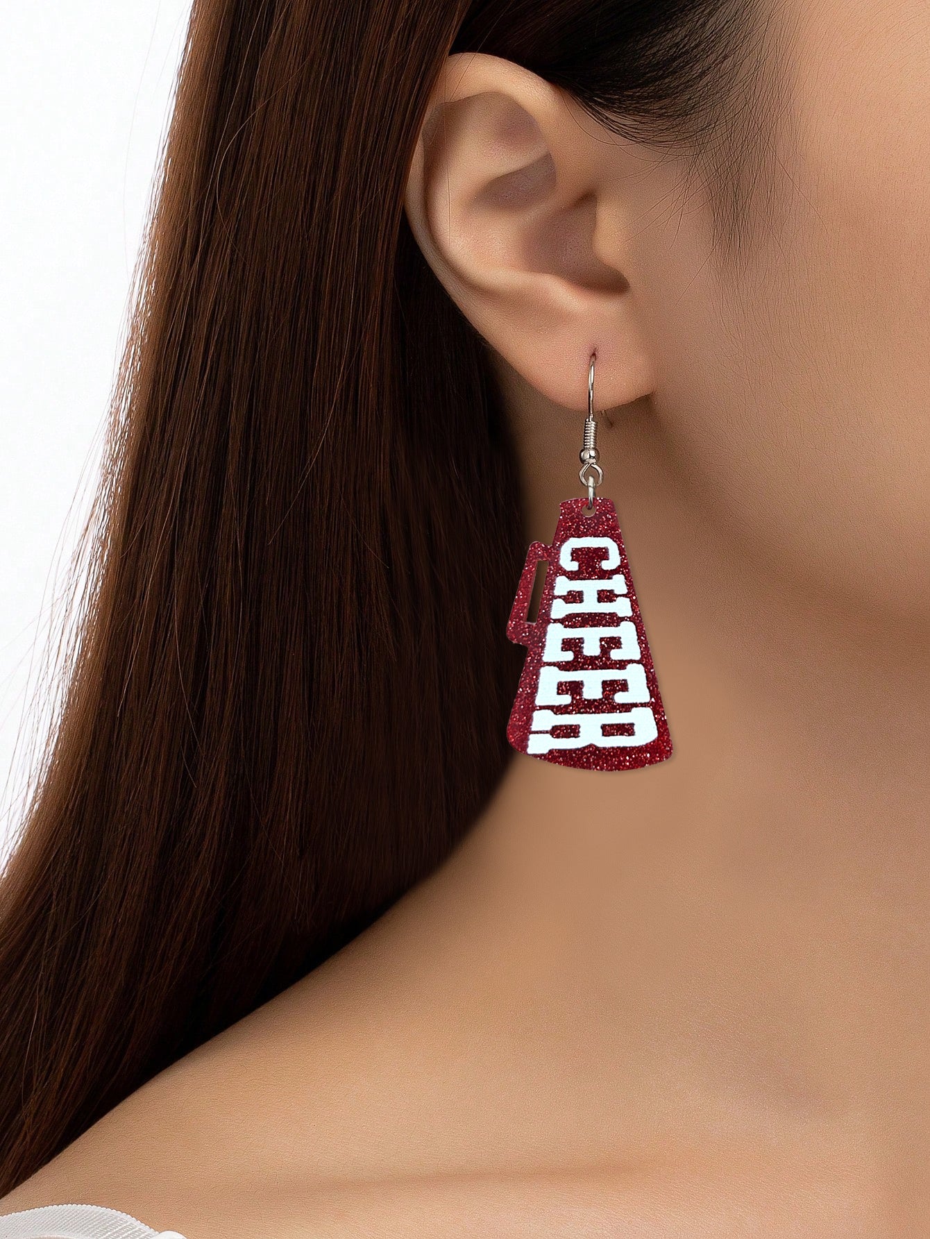 For Red Acrylic Earrings Featuring A Stylish Letter Pattern