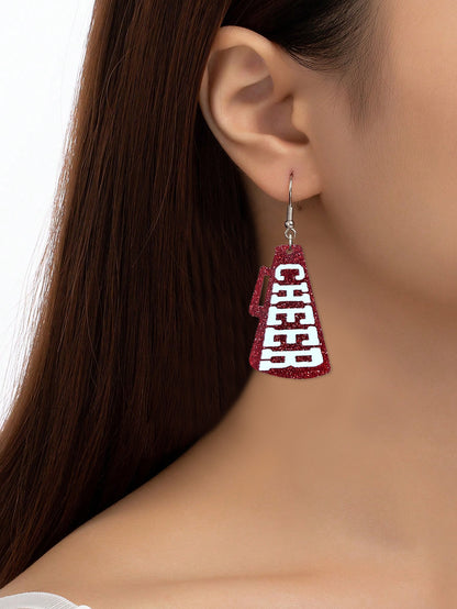 For Red Acrylic Earrings Featuring A Stylish Letter Pattern