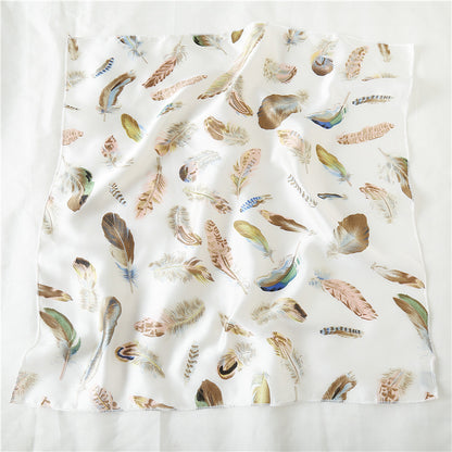 Leopard And Polka Dots Polyester Silk Scarf, Stylish Kerchief Bandana For Autumn And Winter