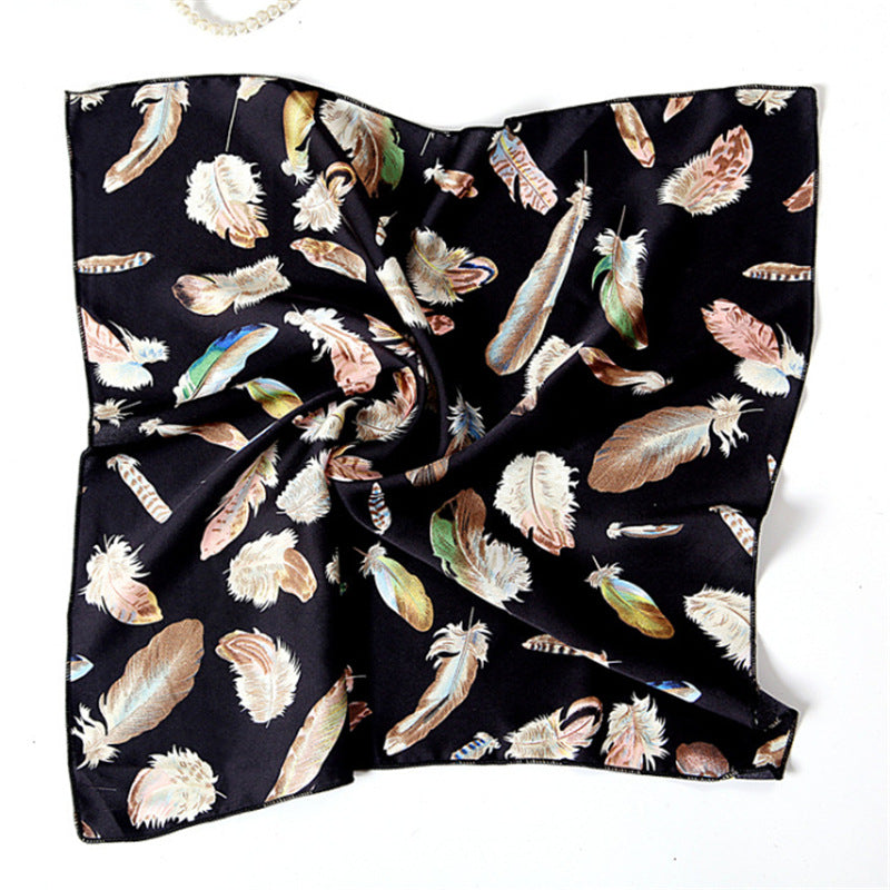Leopard And Polka Dots Polyester Silk Scarf, Stylish Kerchief Bandana For Autumn And Winter
