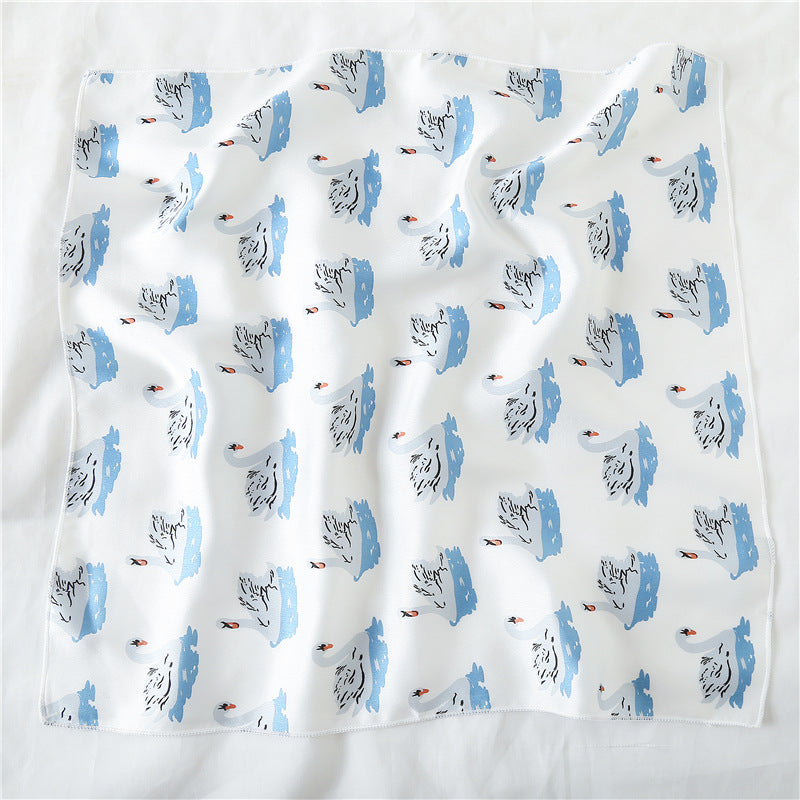 Leopard And Polka Dots Polyester Silk Scarf, Stylish Kerchief Bandana For Autumn And Winter