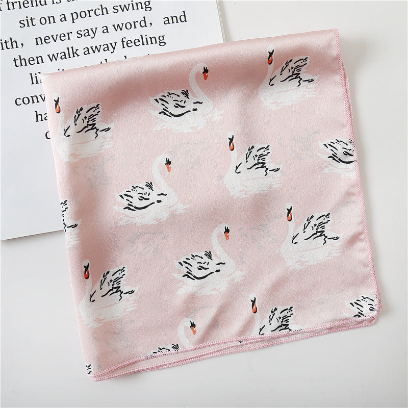 Leopard And Polka Dots Polyester Silk Scarf, Stylish Kerchief Bandana For Autumn And Winter