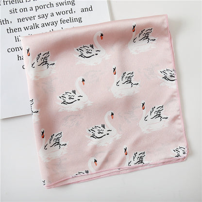 Leopard And Polka Dots Polyester Silk Scarf, Stylish Kerchief Bandana For Autumn And Winter