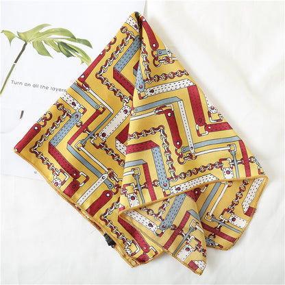 Leopard And Polka Dots Polyester Silk Scarf, Stylish Kerchief Bandana For Autumn And Winter