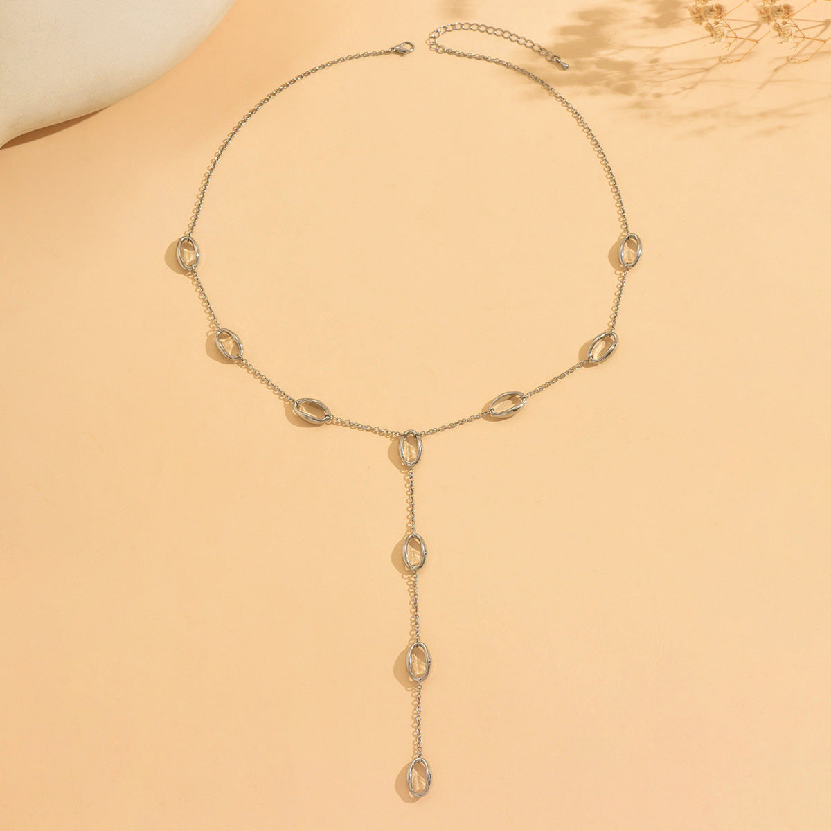 Folds For Y-Necklace Lariat Necklace In Silver Alloy