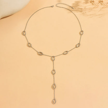 Folds For Y-Necklace Lariat Necklace In Silver Alloy