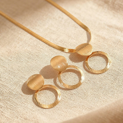 Golden Round Alloy Jewelry Set Featuring A Snake Chain, 1 Set