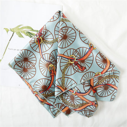 Leopard And Polka Dots Polyester Silk Scarf, Stylish Kerchief Bandana For Autumn And Winter