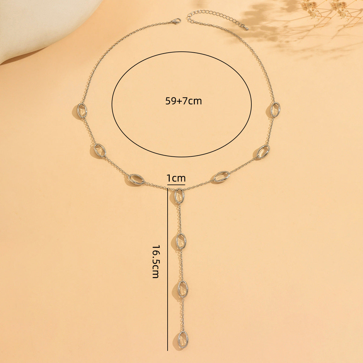 Folds For Y-Necklace Lariat Necklace In Silver Alloy