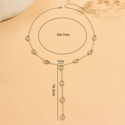 Folds For Y-Necklace Lariat Necklace In Silver Alloy
