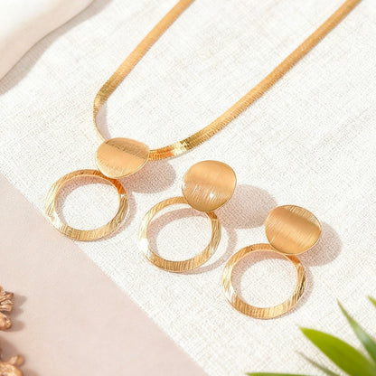 Golden Round Alloy Jewelry Set Featuring A Snake Chain, 1 Set