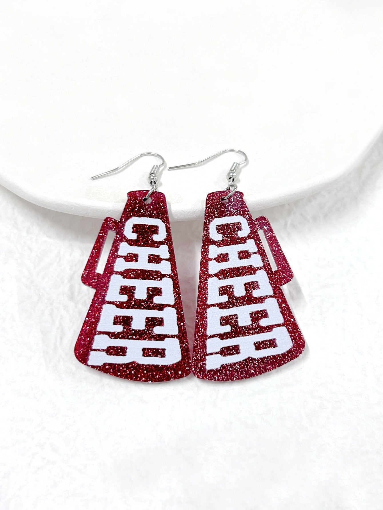 For Red Acrylic Earrings Featuring A Stylish Letter Pattern