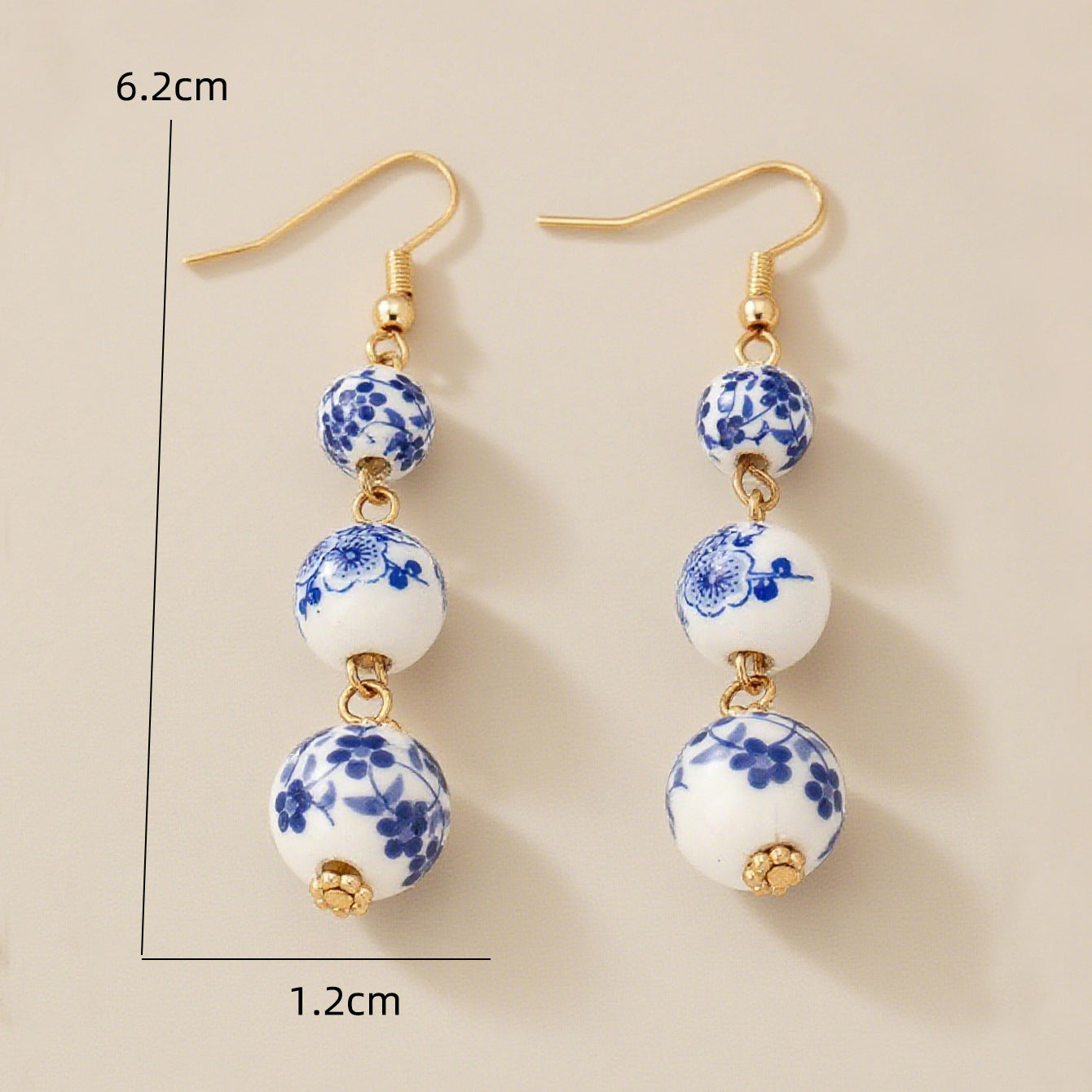 Ethnic Style Drop Earrings For Women Featuring Ceramic Flowers Design