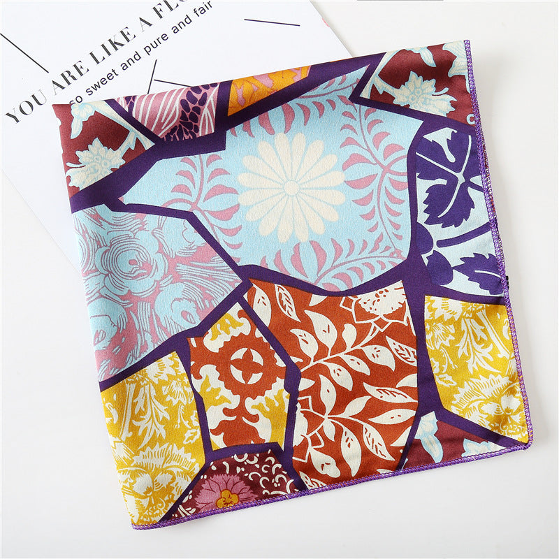 Leopard And Polka Dots Polyester Silk Scarf, Stylish Kerchief Bandana For Autumn And Winter