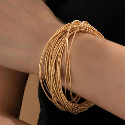 Golden Punk Alloy Wristband Bangle For Stylish Accessories