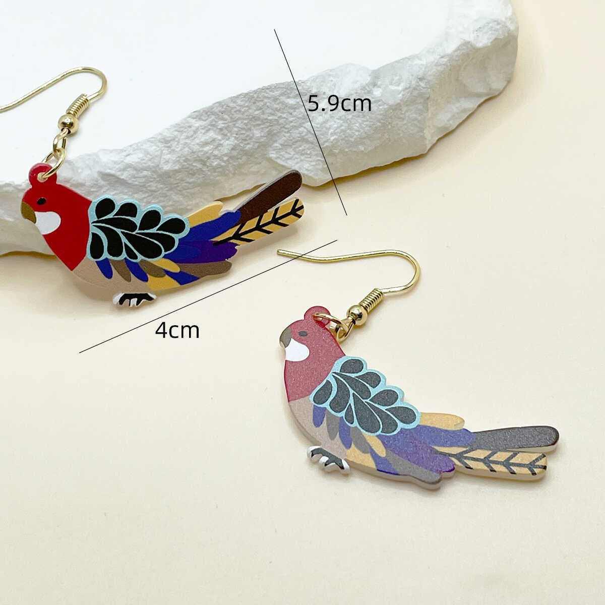 Parrot Earrings For Women In Multicolor Acrylic Featuring Lightweight Design