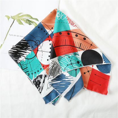 Leopard And Polka Dots Polyester Silk Scarf, Stylish Kerchief Bandana For Autumn And Winter