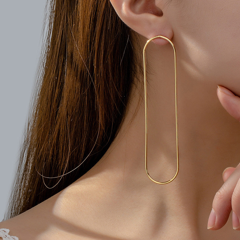 Lines For Earrings In Golden Alloy Drop Earrings