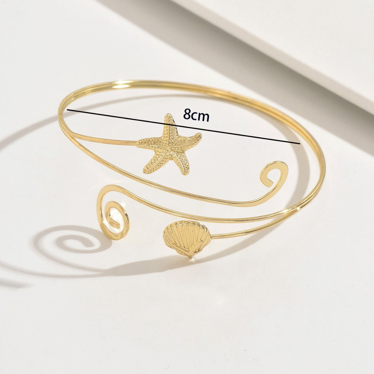 Ocean For Arm Cuff Bangle In Golden Alloy, 1 Piece