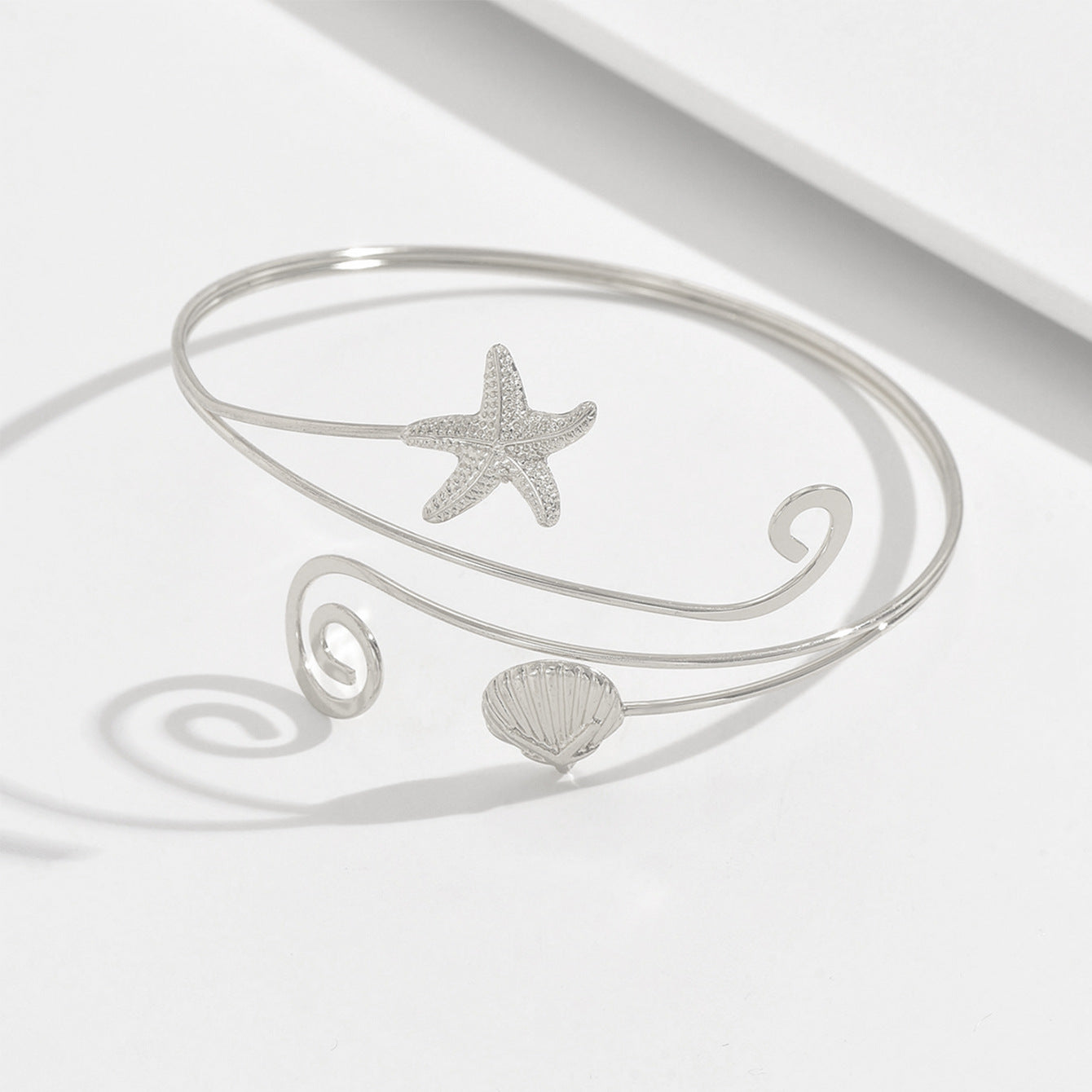 Ocean For Arm Cuff Bangle In Golden Alloy, 1 Piece