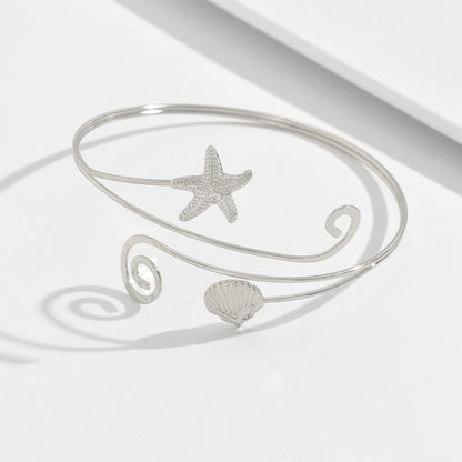 Ocean For Arm Cuff Bangle In Golden Alloy, 1 Piece