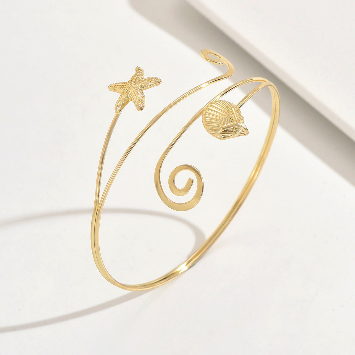 Ocean For Arm Cuff Bangle In Golden Alloy, 1 Piece